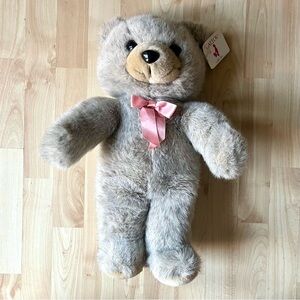 NWT Vintage Caltoy Tan Teddy Bear Pink Bow 20”